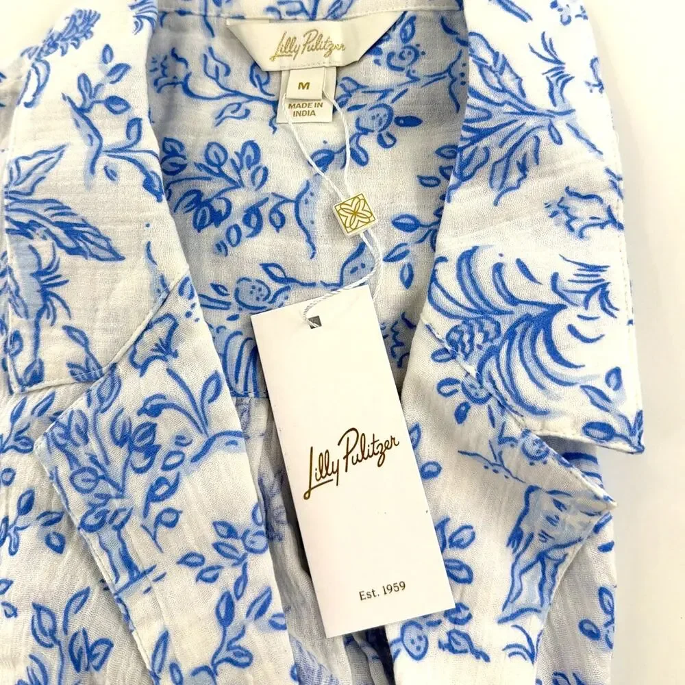 Lilly Pulitzer Women's Resort White Montee Cover-Up Shirt Tall Size M - Picture 4 of 11